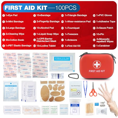 Mini First Aid Kit 100 PCS Emergency Kit for Home Car Travel Small First Aid Kits for Hiking Camping Portable Trauma Kit for Boat Vehicle Outdoor Survival - Image 5