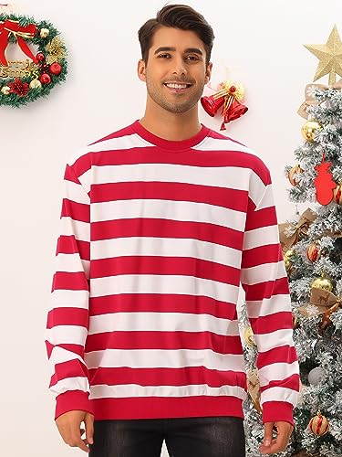 Lars Amadeus Striped Sweatshirt for Men's Crew Neck Long Sleeves Pullover Color Block Sweatshirts2