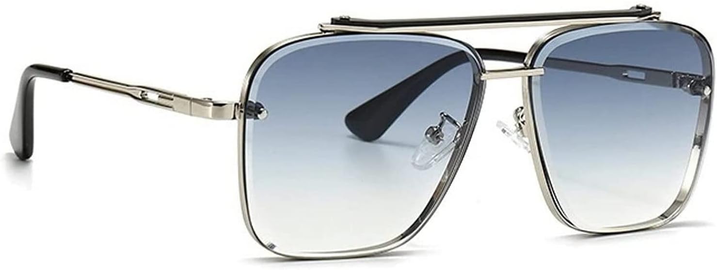 UV Protected Driving Pilot Gradient Square Metal Body Sunglasses for Men and Women