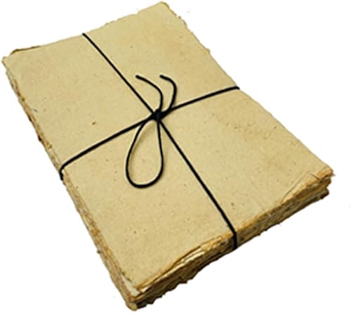 Papel de acuarela Papel de arte mixto de 5.29 ozm de grosor con borde deckle de algodón virgen hecho a mano, papel pergamino vintage para escribir,