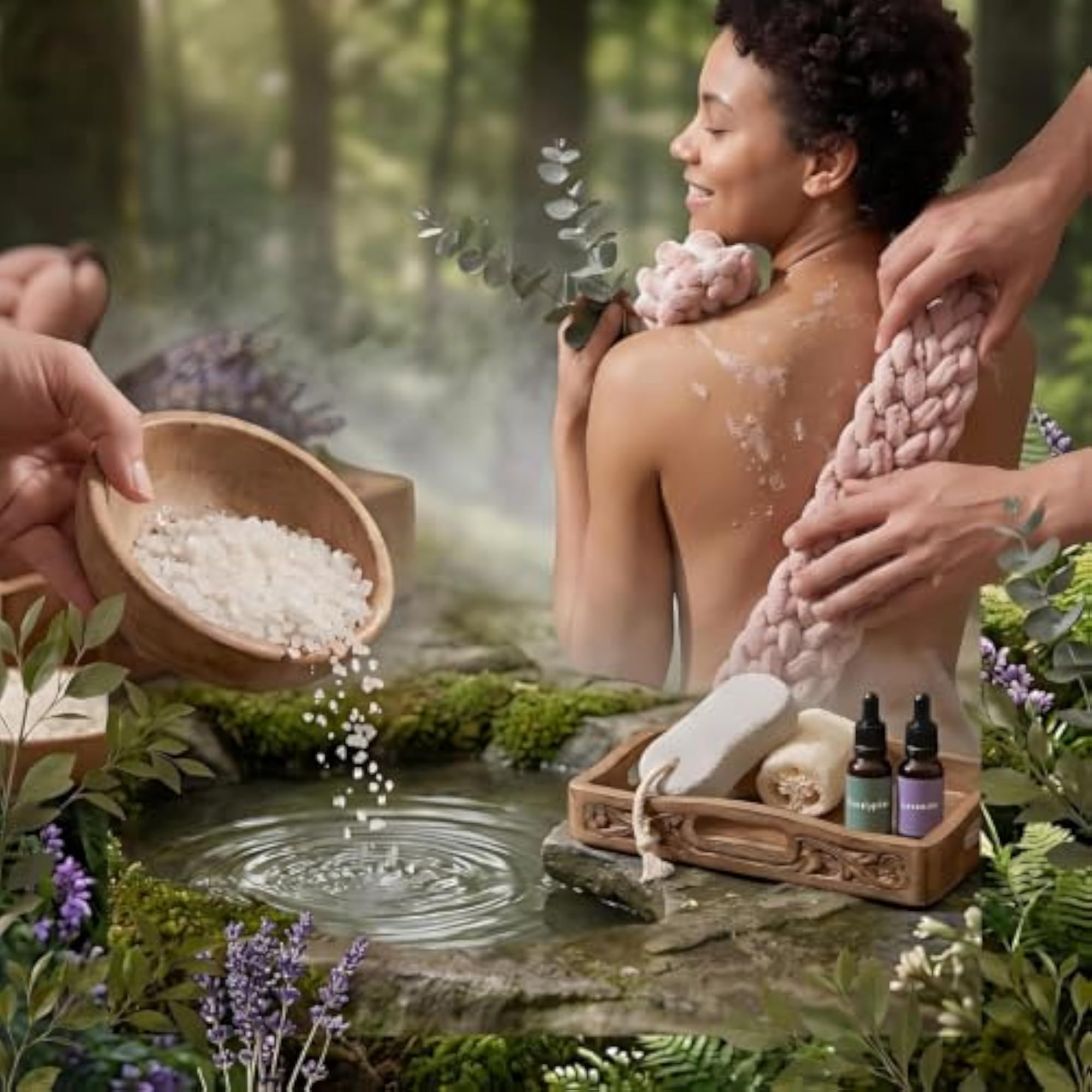 3-in-1 Bath Essentials Set with Exfoliating Body Sponge
