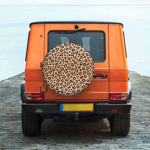 Image of Leopard Print Spare Tire Cover 15 inch Wheel Animal Print Protectors Weatherproof Universal for Trailer Tire Cover Rv SUV Truck Camper Travel Trailer