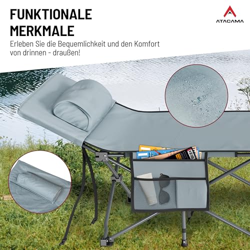 Atacama Feldbett Klappbar - Ultraleichtes Campingbett XXL für Outdoor-Abenteuer und Karpfenliege - Komfortabel, Tragbar