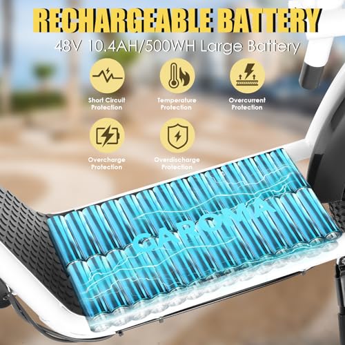 Caroma Electric Scooter with Seat for Adults, 800W Peak Motor, 20MPH & 30Miles Long Range, 20″ Fat Tire Commuter E-Scooter with Basket for Grocery, Pets, and Daily Commute