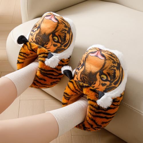 Image of Fluffy Hippo & Elephant Slippers - Oversized Warm House Slippers for Adults | Non-Slip Soft-Sole Indoor Slippers