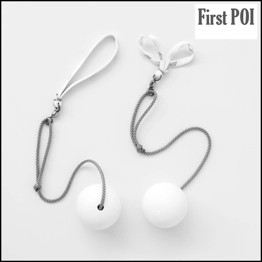 Play Pair of First Poi with 70mm Stage Ball - Loop Handle (White)