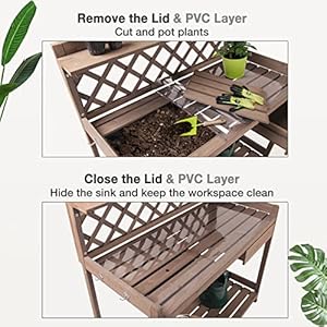 Pottingbenchpottingtablepottingbenchesforoutside44inchfirwoodgardenpottingstationgardentablepvclayerstorageshelfsinkdrawerhooks Urban Country Home Decor Potting bench potting table potting benches for outside 44 inch fir wood garden potting station garden table pvc layer storage shelf sink drawer hooks urban country home decor