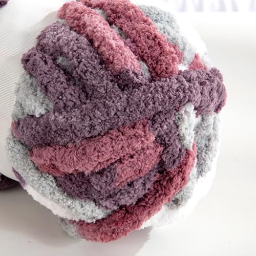 Image of MABOZOO Tie Dye Chunky Yarn for Crocheting & Knitting, 8 Pack - Soft Plush Red Fluffy Jumbo Chenille Yarn,Giant Thick Fuzzy Bulky(29 yds, 8 oz Each Skein)
