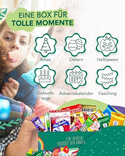 Premium Candy Box (Pack of 150) - "Gute Laune Box" as a Gift Idea or for the Candy Bar (XXL Snack Box)
