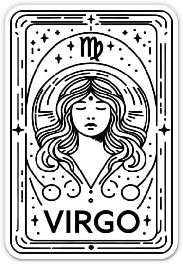 Virgo Tarot Horoscope Zodiac Sign Sticker - for Car Wall Large Size - Astrology Decal - Waterproof Vinyl - 12