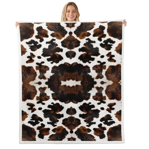 Homemissing Rustique Vache Plaid Couverture Occidentale Couverture 75x100cm pour Garçons Filles Rodeo Cowboy Style Jeté de Canapé Rodeo Cowboy Style Chambre Décor...