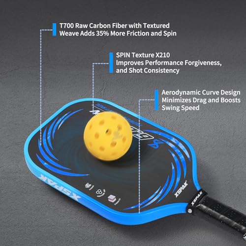 Image of XS XSPAK Carbon Fiber Pickleball Paddle - Tournament Edition - World Champion Surface Technology Options Pickleball Racket - USAPA Polypropylene Honeycomb Paddle with Cushion Comfort Grip