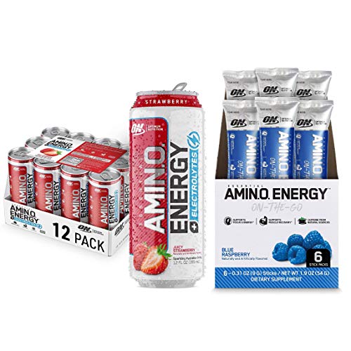 Optimum Nutrition Amino Energy + Electrolytes Sparkling Hydration Drink - Pre Workout, BCAA, Keto Friendly, Energy Powder