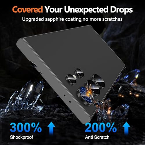 Image of Premium Camera Lens Protector Compatible For Samsung Galaxy S24 Ultra 5G (Black) Camera Lens Protector - 9H Tempered Glass, Military-Grade Anti-Scratch, Case-Friendly, Easy Install Frame
