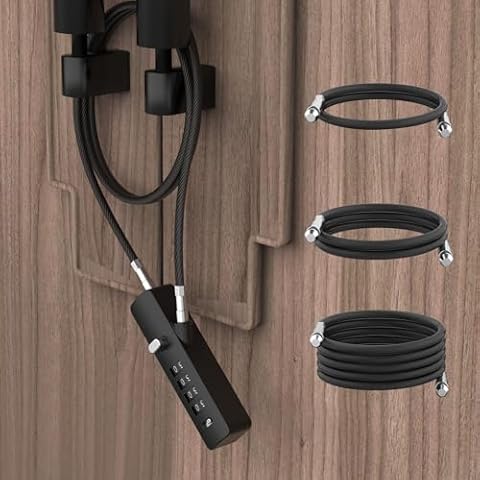 MeBantoo Cable Locks with Combination, 4-Digit Steel Rope Locks with Password, Locks for Lockers with 3 Lengths Cables for Bikes, Cabinets, Wardrobes, Fence, Pet Door, Refrigerator Door (Black - 1pc) Cover
