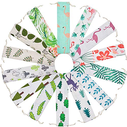 14 Pieces Straw Carrying Case Set, Cutlery Bag Reusable Travel Pouch for Stainless Straws, Glass Str - //coolthings.us