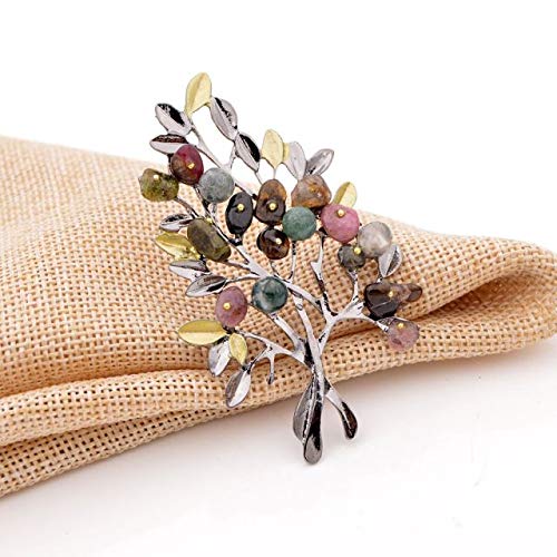 Crystal Leaf Brooch, Silver
