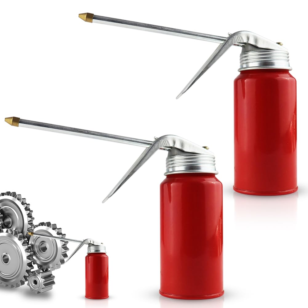 Caraffa Per Olio Con Pompa 200ml - Oliatore Manuale In Metallo Per Auto, Moto E Bici (2 Pezzi) - Foto 5