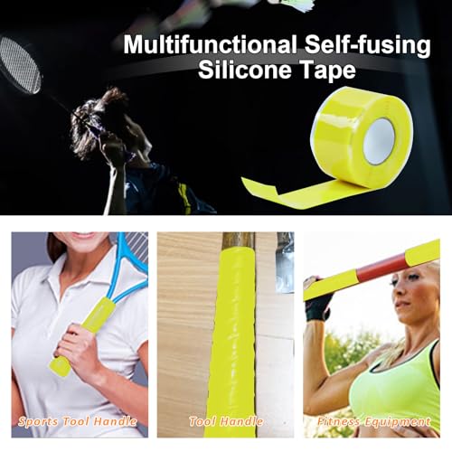 Image of SIKEDEPRO 1 Rolls Self-fusing Silicone Tape 1'' X 10-Feet Self Bonding Repair Tape Rubber Sealing Tape Multi-Purpose Adhesive Tape for Outdoor Antenna Coax & Electrical Cables (Yellow)