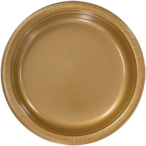 Nicole Fantini Collection Juego de 10 platos desechables de plástico resistentes de 7 pulgadas (dorado)