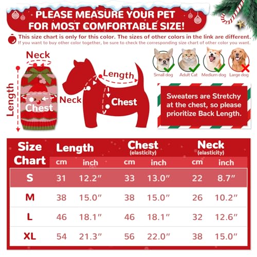 SKXEO Christmas Dog Sweater Dress with leash hole, Save pattern Xmas Ugly Pet Cat Puppy Jumpers For Small Medium Dogs Winter - Image 2