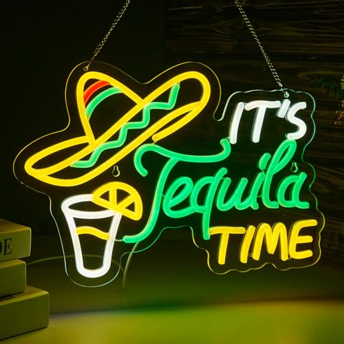 Image of Tequila Neon Sign Mexican Tequila LED Neon Light USB Powered Dimmable Man Cave Cafe Bistro Club Party Beer Bar Restaurant Decor(16.3x11.2 Inch)