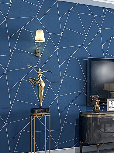 Prior.choice Rouleau de papier peint non tissé texturé en relief pour chambre à coucher, salon - 9,5x0,53 m - 4 couleurs - Bleu marine