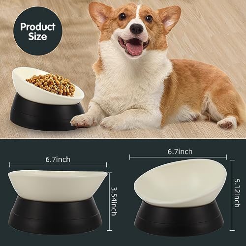 JWPC Bulldoggen-Futternapf, rutschfest, für Hunde und Katzen, Abnehmbarer Gummi-Futternapf, steril, geneigt, mit abgeschrägter Basis (Schwarz, 2 Cup)