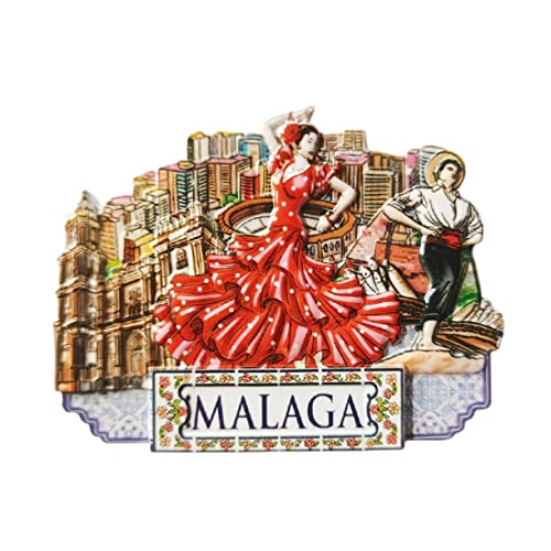 Malaga Spain 3D Fridge Magnet Souvenir Gift,Resin Handmade Malaga Refrigerator Magnet Home & Kitchen Decoration Collection