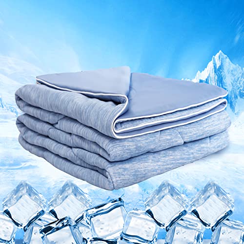 MH MYLUNE HOME Kühldecke Leichte Sommerdecke, Arc-Chill Q-Max0.458, 2in1 Kühlende Bettdecke 150x200, Sommerbettdecke Kuscheldecke Wohndecke Reisedecke Cooling Blanket (blau, 150 x 200 cm)