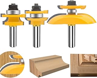 TAIWAIN Router Bit 1/2 Inch Shank 3PCS, Tongue and Groove Edging Router Bit, Raised Panel Wood Milling Cutter Tool, Wood Miter Carbide CNC Cutting Tool(F-1-2ZJSR)