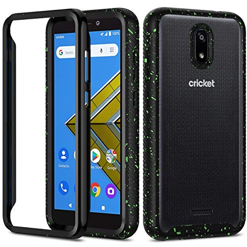Aeska Cricket Icon Case, [Shock Absorbent] Dual Layer Air Hybrid Shockproof Defender Heavy Duty Crystal [Clear] Hard Back Non-Slip Soft TPU Rubber Bumper Protective Case for Cricket Icon 2019 (Black)