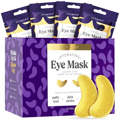 dermora golden glow under eye patches  rejuvenating treatment  dark circles puffy eyes refreshing revitalizing travel wrinkles  50 pairs eye gels