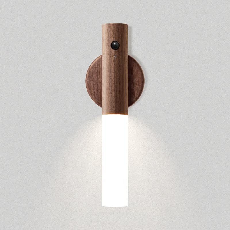 Image of ZENOVIA Magnetic Motion Sensor Night Light, Light Wood Color | USB Rechargeable, LED Cabinet & Wall Light, Wooden Finish, Portable Stick Lamp, For Wardrobe, Bedroom, Staircase & Corridor
