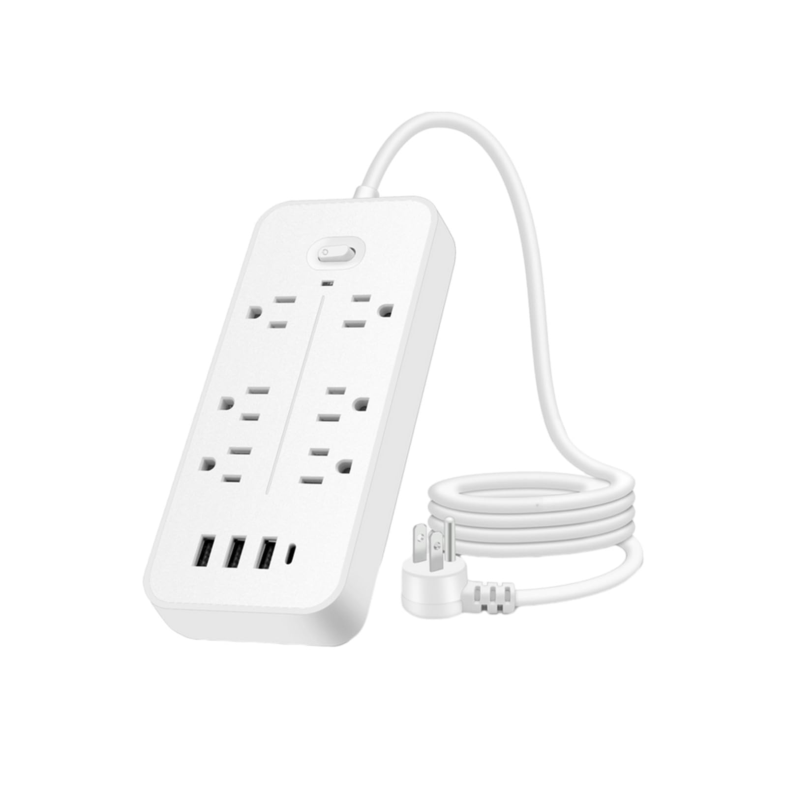 Surge Protector Power Strip Multi Plug Outlet with 3 USB Ports & 6 Universal Socket Plugs, 1 Type C, 3.9 Feet Extension Cord, Multiple Outlets USB