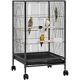 Yaheetech 35 inch Wrought Iron Bird Cage w/Play Open Top and Rolling Stand for Small Birds Like Parrots Conure Lovebird Cockatiel Lovebirds Budgies