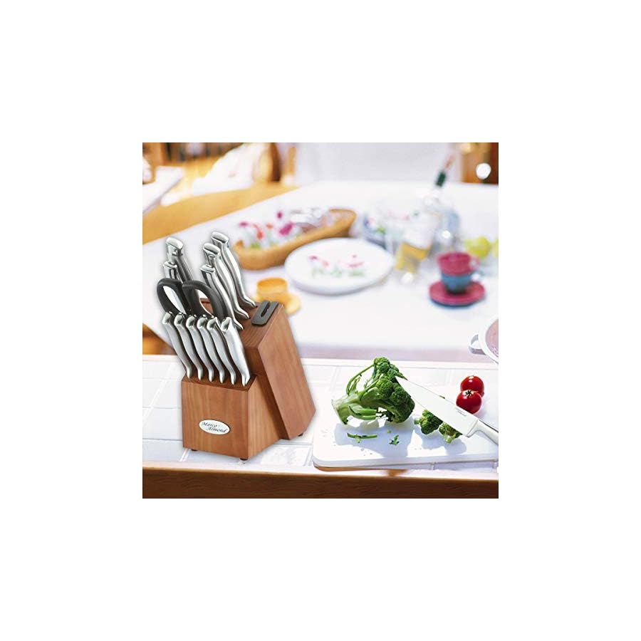 Marco-Almond-KYA26-Knife-Sets-14-Pieces-Stainless-Steel-Cutlery-Kitchen-Knife-Set-with-Block-Hollow-Handle-Self-Sharpening-Knife-Block-Set Marco Almond® Knife Block Set, KYA26 Knife Set with Block, 14 Pieces Stainless Steel Chef Kitchen Knives with Built-in Sharpener