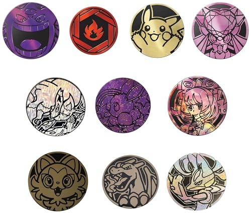 Pokémon Assortiment de 10 pièces de jeu Pokémon - Sans doublons - Pièces métalliques en...