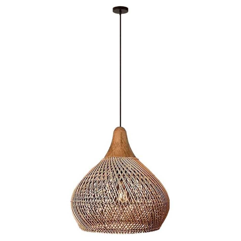 Suspension rotin abat-jour bambou bohème pour luminaire salon