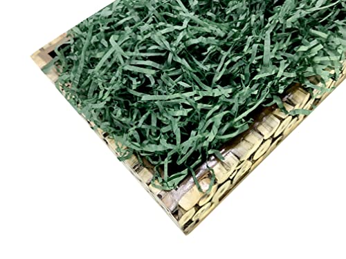 Image of Eco Sarras thin shredded paper crinkle paper grass strips gift tray decoration, gift hamper decorations, gift box fillers, wedding birthday & valentines day gift (1000 Grams / 1 KG, Forest Green)