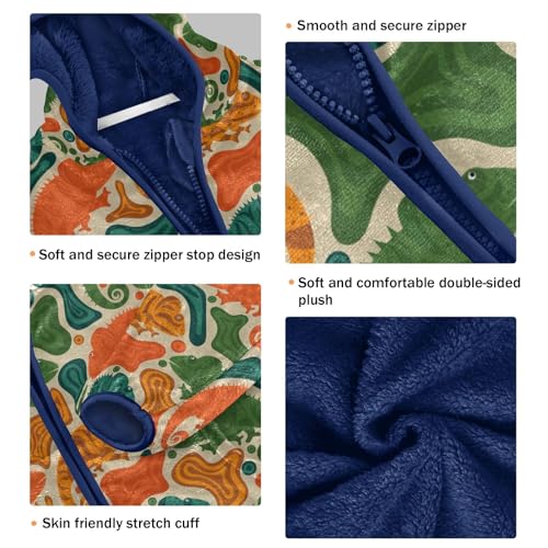 Chameleon Pattern Girls Fleece Jacket Girls Fall Jacket Girls Zip Up Hoodie Girls Sherpa Jacket 2-10T3