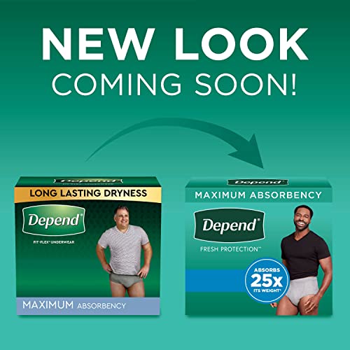 Image of Depend FIT-Flex Incontinence Underwear for Men, Maximum Absorbency, Disposable, Large, Grey, 17 Count (Pack of 2)
