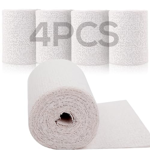 Image of 4 Pack 4'' x180'' Plaster Cloth Gauze Bandages Rolls, 500gsm Plaster Strip | for Craft Projects, Mask Making, Belly Casts, Body Molds