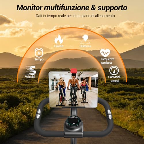 Image of CURSOR FITNESS Professional Home Exercise Bike, Professional Exercise Bike with Heart Rate Measurement and LED Display, Spin Bike with App, Comfortable Seat, Load Capacity up to 300 lbs