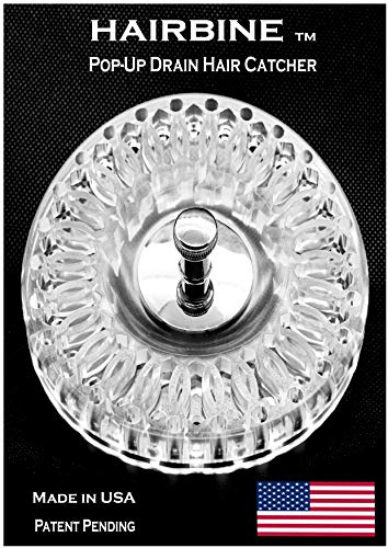 Hairbine/Hair Catcher for Tub and Shower Pop-Up Drains/Pet Hair Strainer/Made in USA/Drain Cover/Snare/Clear
