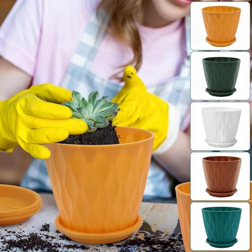 Pot de fleurs robuste avec trou de drainage et soucoupe amovible pour terrasse
