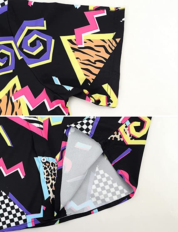 Arssm Mens 2 Pieces Vintage Shirts and Shorts Set 80s 90s Outfit Button Down Beach Suit Quick Dry for Vintage Halloween Party3