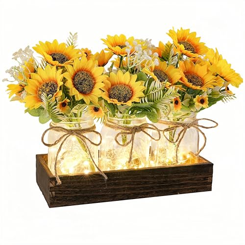 LUEUR Mason Jar Lights Centerpiece Table Decor for...