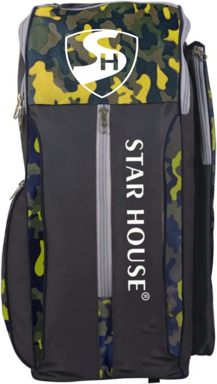 Star House Cricket Kit Bag with Special Bat Holder On The Side, Duffle Kit Bag, Backpack, Full Size with Shoulder Straps and Handle for Player (Multicolor) (Yellow)-image-33