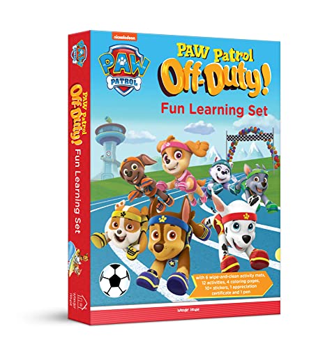Image of Nickelodeon Paw Patrol - Off Duty! Fun Learning Set | Wipe & Clean Mats, Coloring Sheets, Stickers, Certificate & Pen | Ages 3-7 | Learn Through Play with Your Favorite Pups
